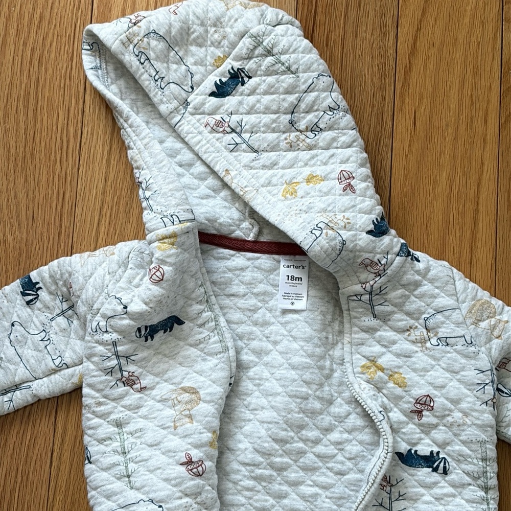 Carter's Cream Quilted Jacket with Animals